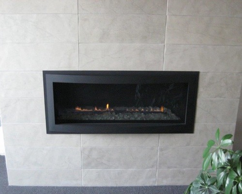 Rave Linear DV Gas Fireplace w/ Custom Tile Finish 21114