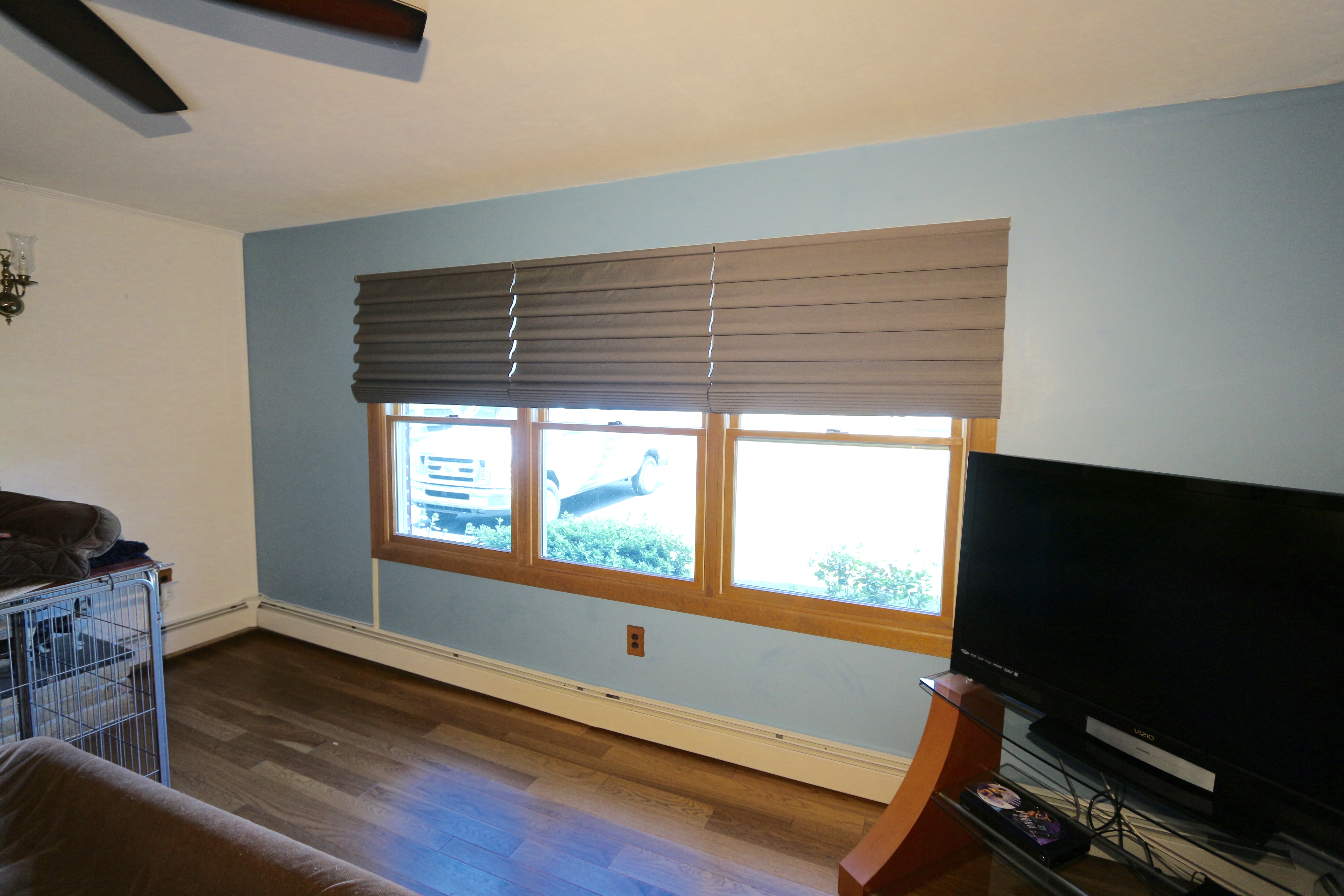 Vignette Shades; Plug in Motorization and Cordless