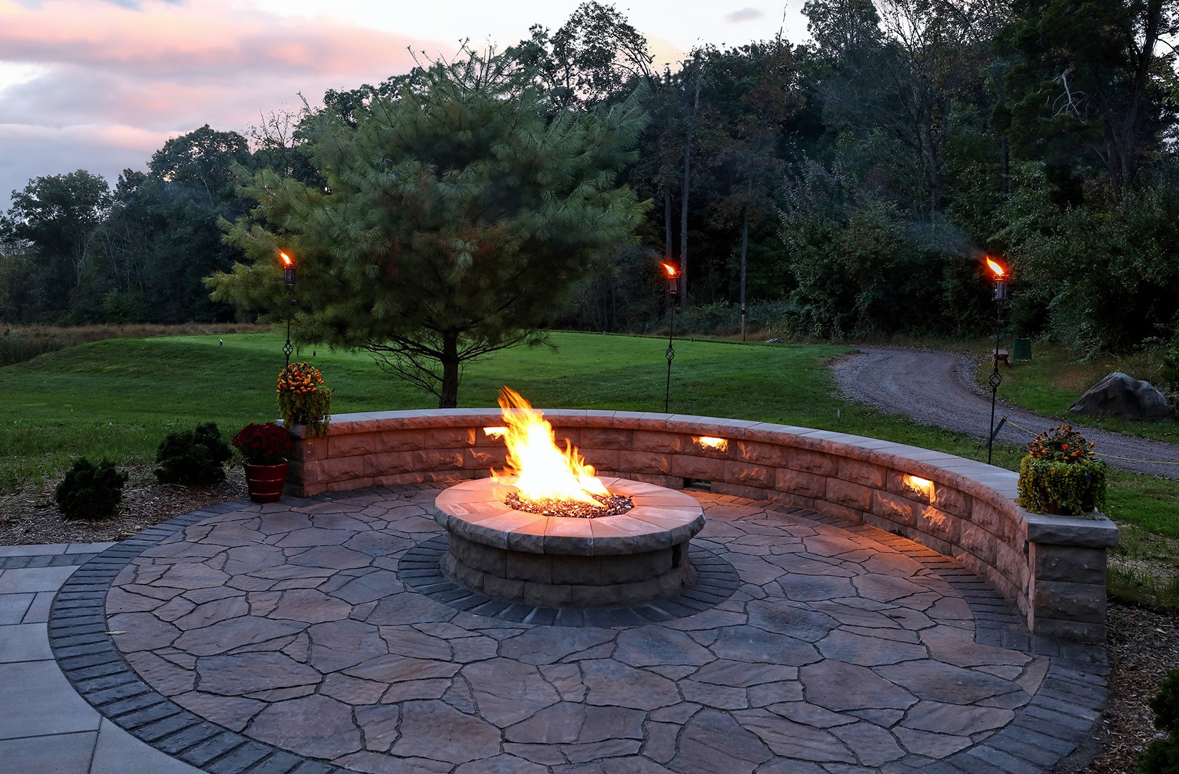 Firepit And Seating Wall Groundtec, Fire Pit With Seating Wall