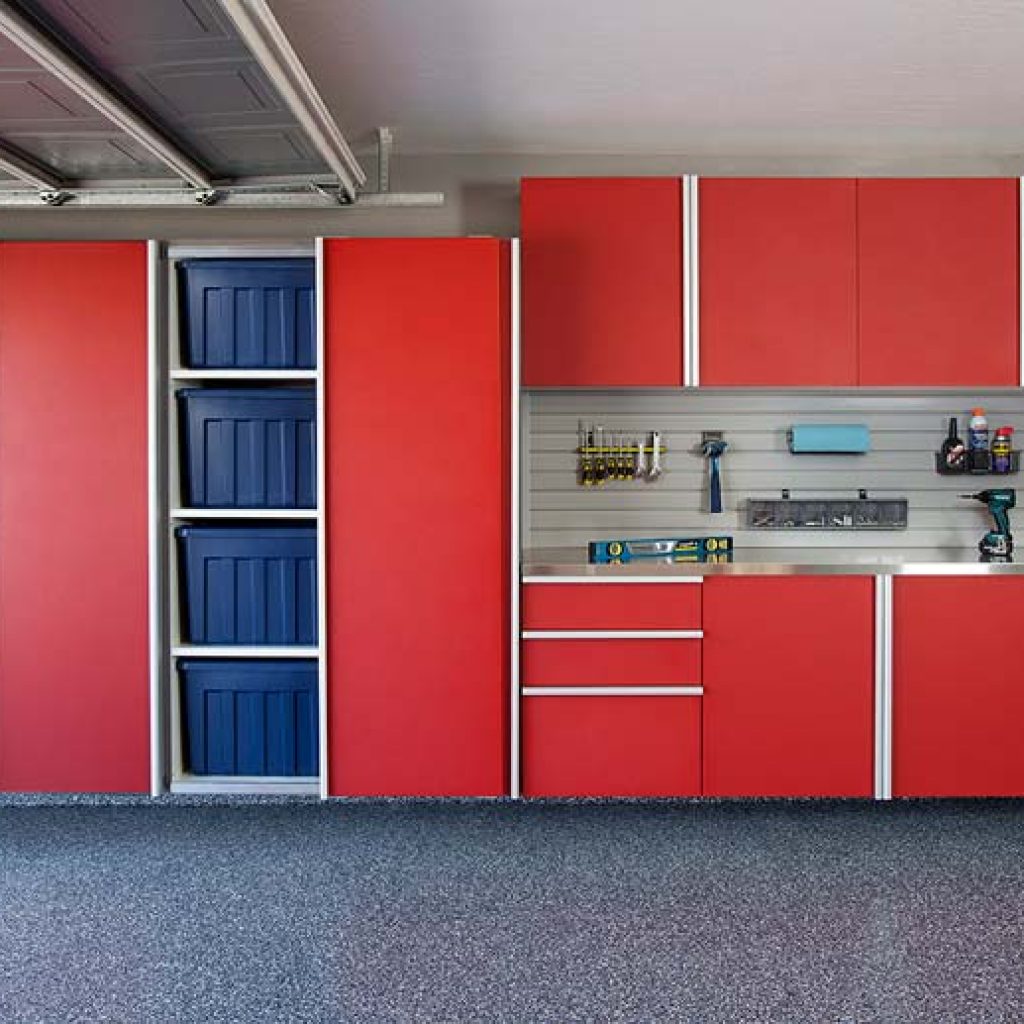 Garage Organization in Powder-Coated Red