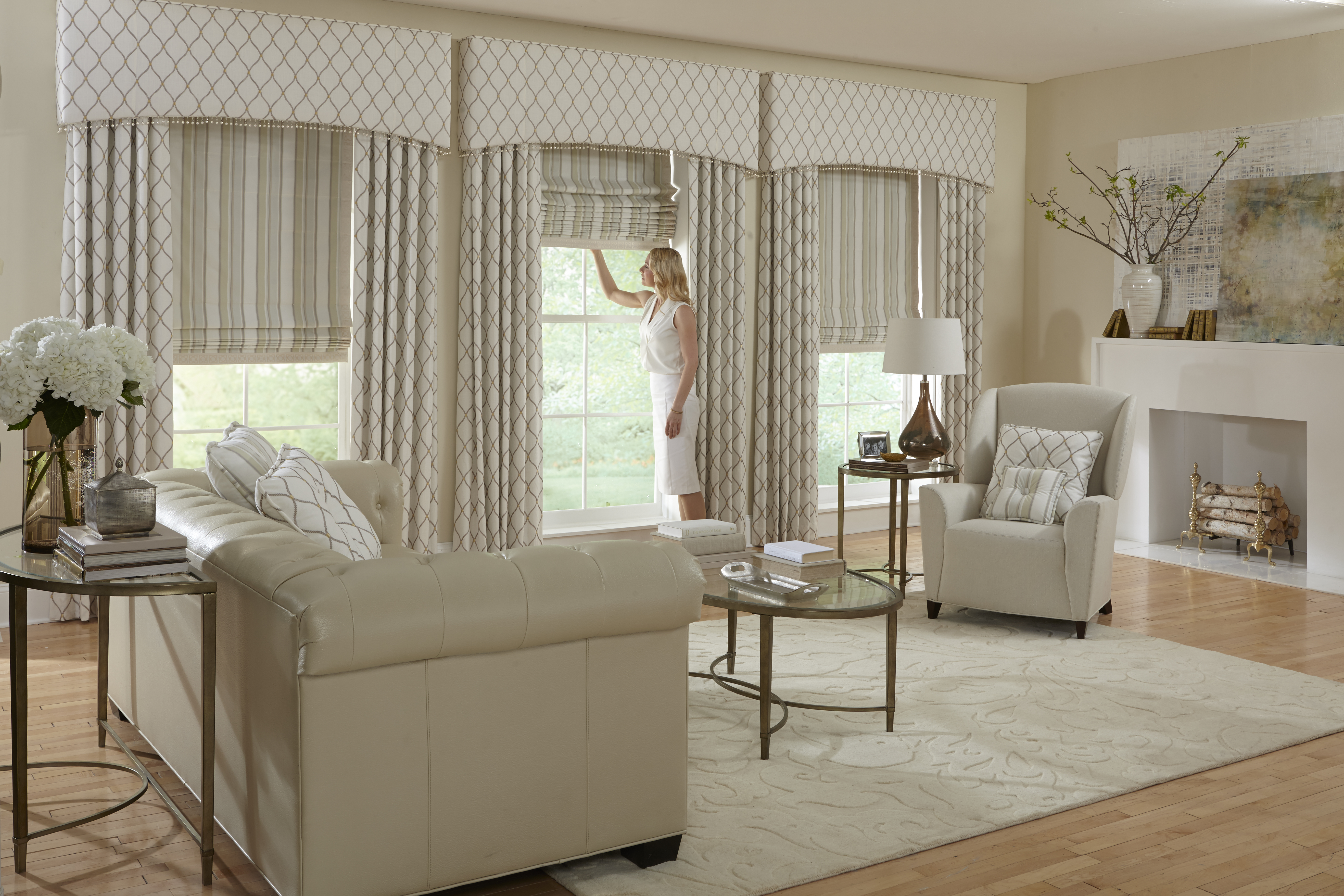 window treatments, blinds, shades, shutters, exterior shades, draperies, accent rugs, motorized blinds, 
